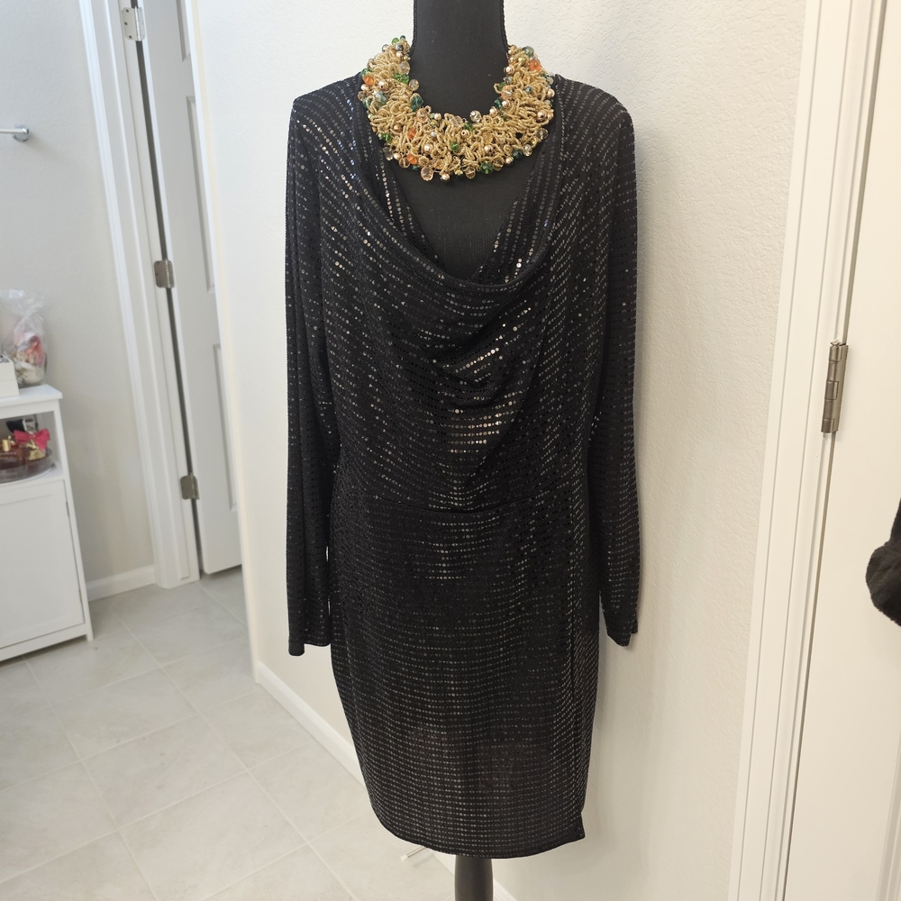 Shimmering Black Long Sleeve Dress
